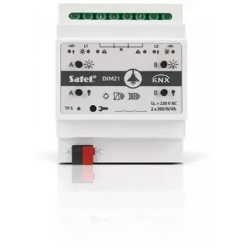 Satel KNX-DIM21 išmaniojo namo pavara, montuojama ant DIN bėgelio, pritemdymo pavara