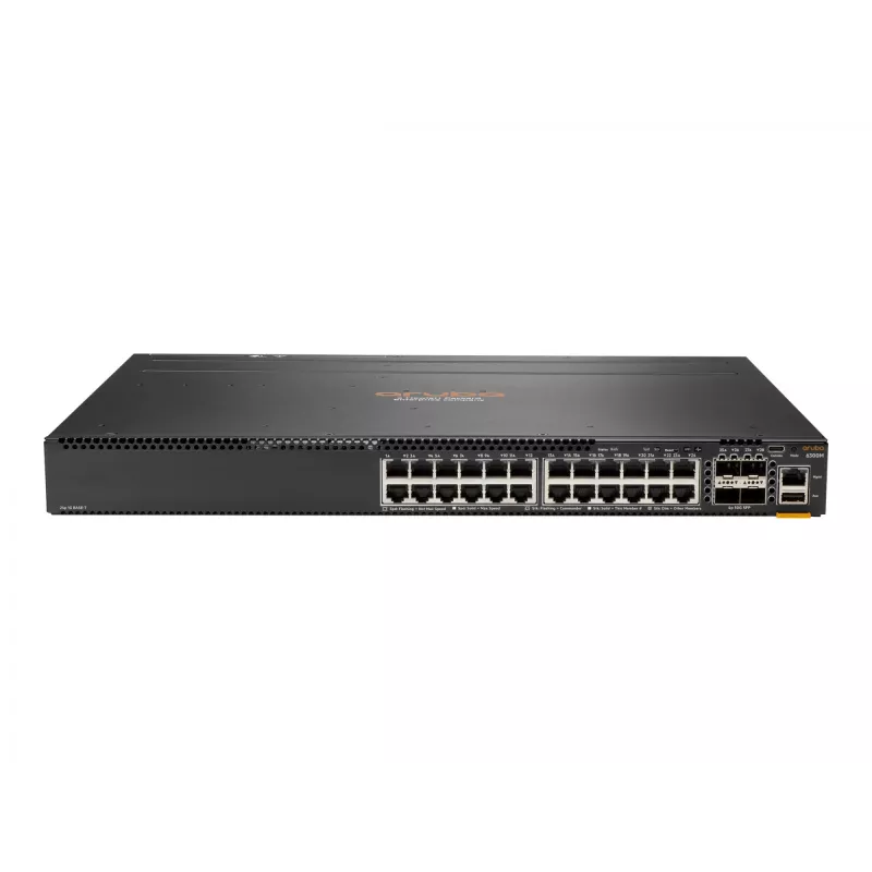 HPE - Aruba Series - Aruba 6300F - komutatorius - L3 - valdomas - 24 x 10/100/1000 + 4 x 1 Gigabitas / 10 Gigabitų / 25 Gigabitų / 50 Gigabitų SFP56 (jungtys / stack'inimas) priekyje ir šone