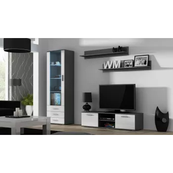 Cama TV stovas SOHO 140 pilkas/baltas blizgus