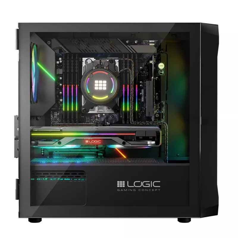 Kompiuterio korpusas Logic Concept Portos Mini ARGB Micro ATX juodas