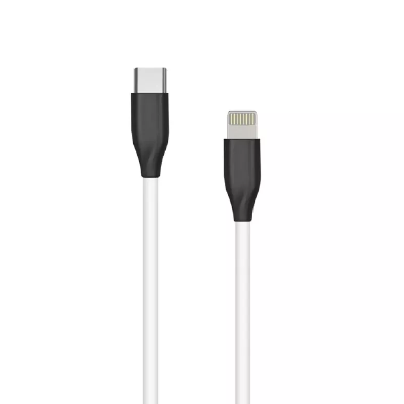 Silikono laidas USB Type-C – Lightning (baltas, 1 m)