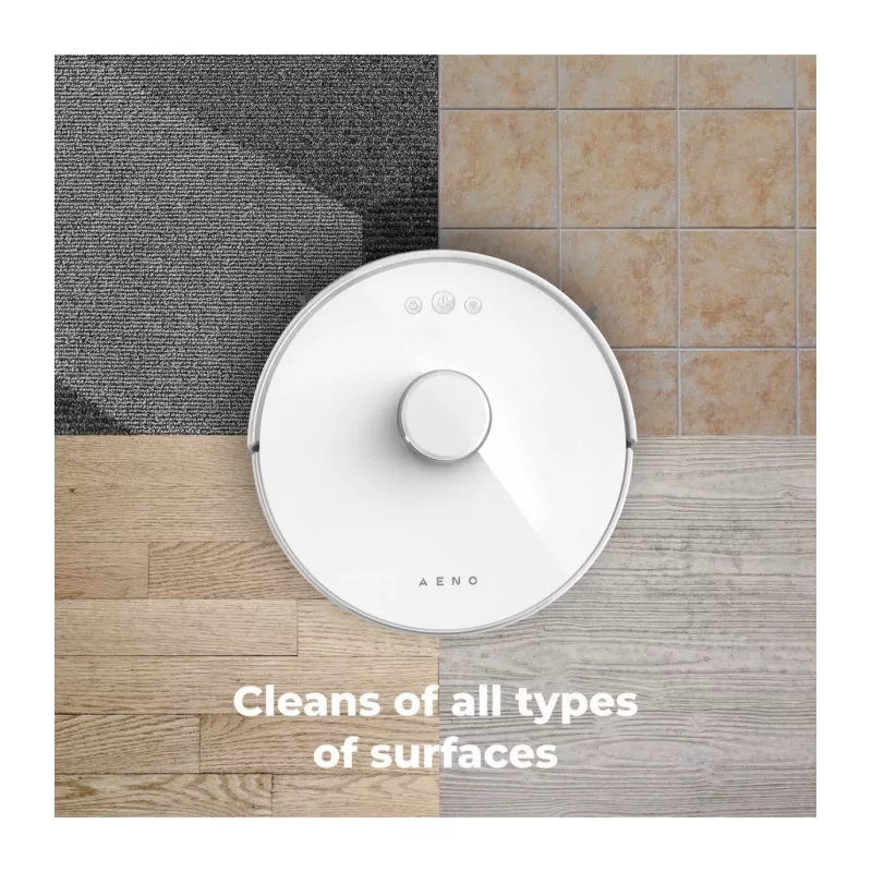 AENO Robot Vacuum Cleaner RC2S: šlapias ir sausas valymas, išmanus valdymas AENO programa, galingas japoniškas Nidec variklis, turbo režimas