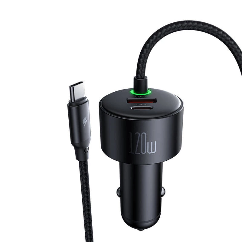 Mcdodo CC-0370 automobilinis įkroviklis, USB-C, Lightning, 120W, ištraukiami kabeliai