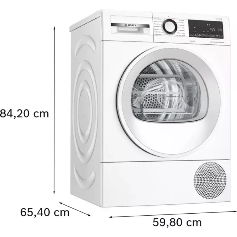 Kondensacinė skalbinių džiovyklė Bosch WQG145APPL 9 kg šilumos siurblys, 14 programų, LED ekranas, balta