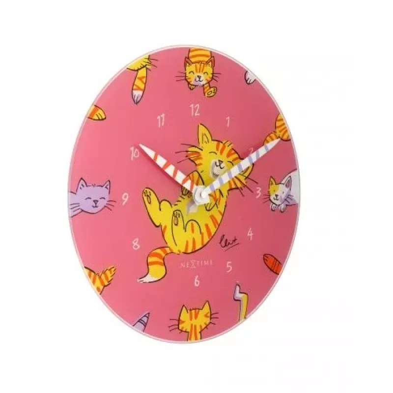 NeXtime klok 8810 Tickle My Tummy, Ø30 cm, sieninis, rožinės / įvairiaspalvės spalvos