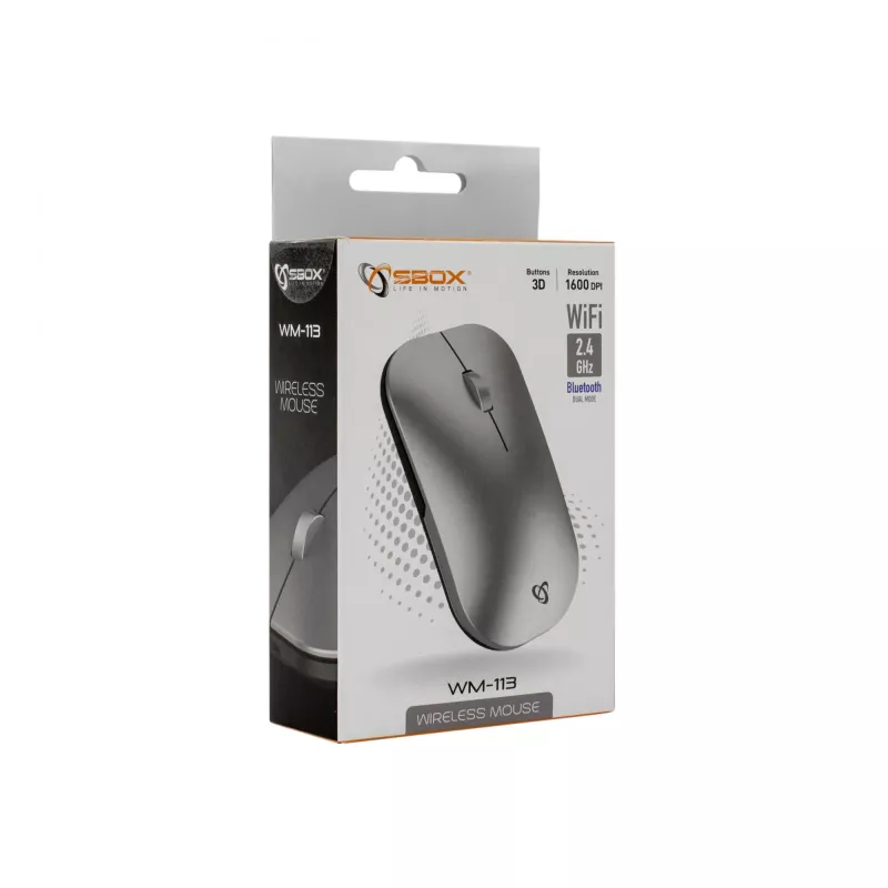 Pelė SBOX WM-113 belaidė RF belaidė + Bluetooth + USB Type-C