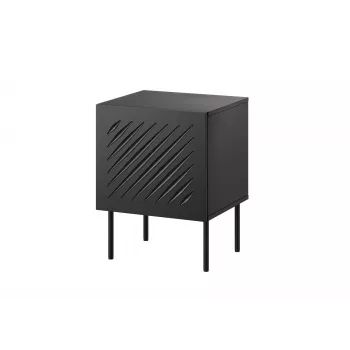 Naktiniai staliukai Cama Meble SIENA rinkinys iš 2, 44.5×40×59 cm, juodi matiniai, MDF ir medžio drožlių plokštė