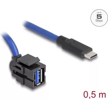 DeLOCK 88156 USB kabelis 0,5 m USB A USB C juodas mėlynas