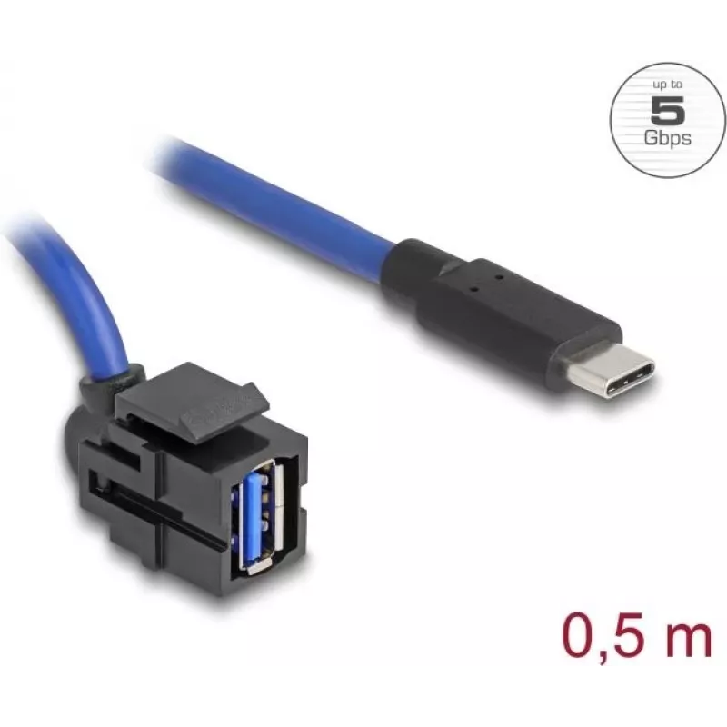 DeLOCK 88156 USB kabelis 0,5 m USB A USB C juodas mėlynas