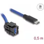 DeLOCK 88156 USB kabelis 0,5 m USB A USB C juodas mėlynas