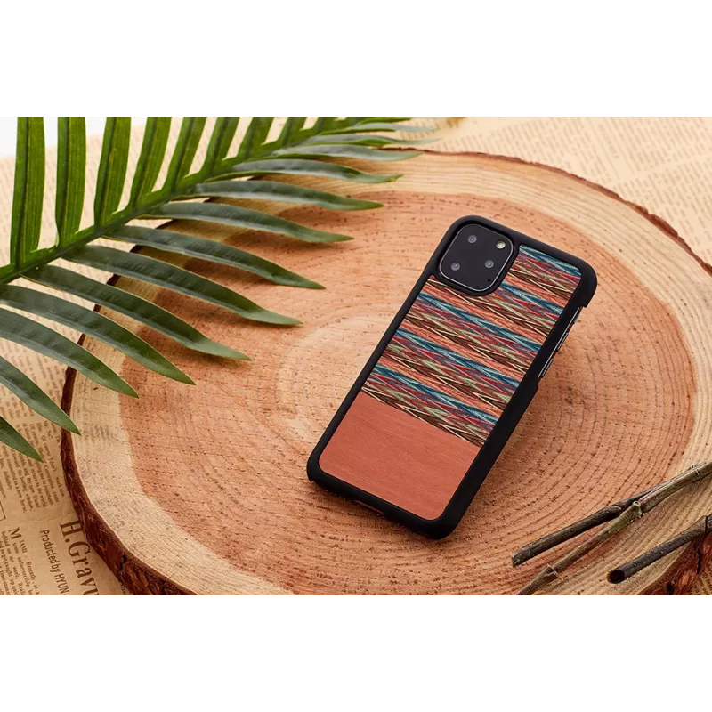 man and wood dėklas išmaniajam telefonui, skirtas iPhone 11 Pro Max — rudas langelis, juodas apvadas