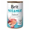 Šlapias šunų maistas Brit Paté & Meat su lašiša 400 g — pilnavertis konservuotas ėdalas suaugusiems šunims, 75% drėgmės, 11% baltymų, 9% riebalų