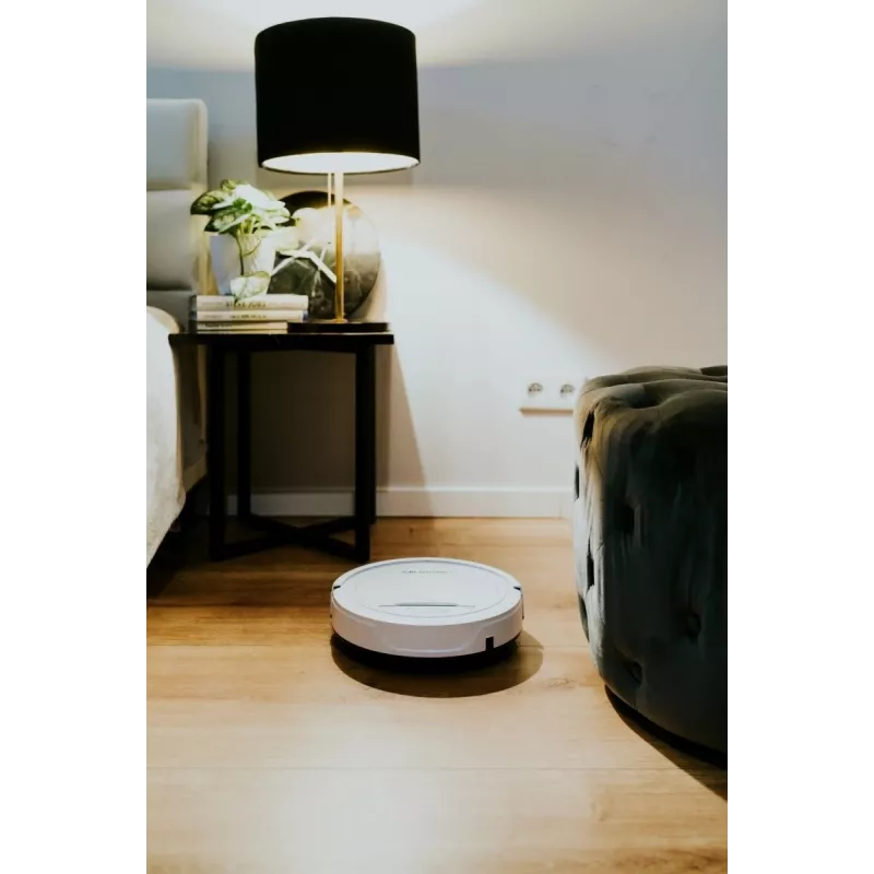 Robotinis dulkių siurblys BLAUPUNKT RVC201 — apvalus, baltas, 0,5 l talpos be maišelio dulkių konteineris, 55 min. veikimo laikas