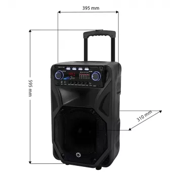 Nešiojamas karaokės garsiakalbis MANTA SPK5021PRO 20W, 12 colių žemų dažnių garsiakalbis, 80W RMS, Bluetooth, baterija iki 5 val., SD/USB, mikrofono ir gitaros įvestys