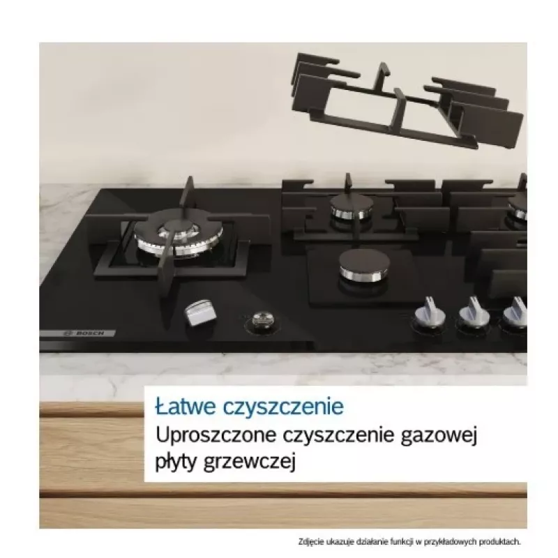 Įmontuojama dujinė kaitlentė Bosch PPP6A2I40, 4 zonų, ketaus grotelės, juoda, 590×520×54 mm, sukamosios rankenėlės valdymas