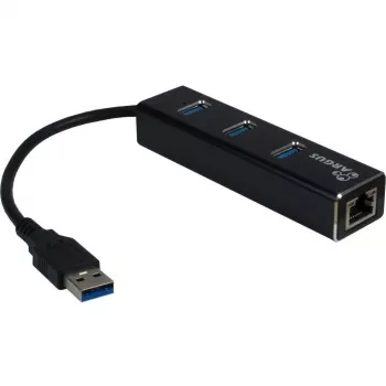 Inter-Tech Argus IT-310 - Hub - 3 x SuperSpeed USB 3.0 + 1 x 10/100/1000 - stalinis (88885439)