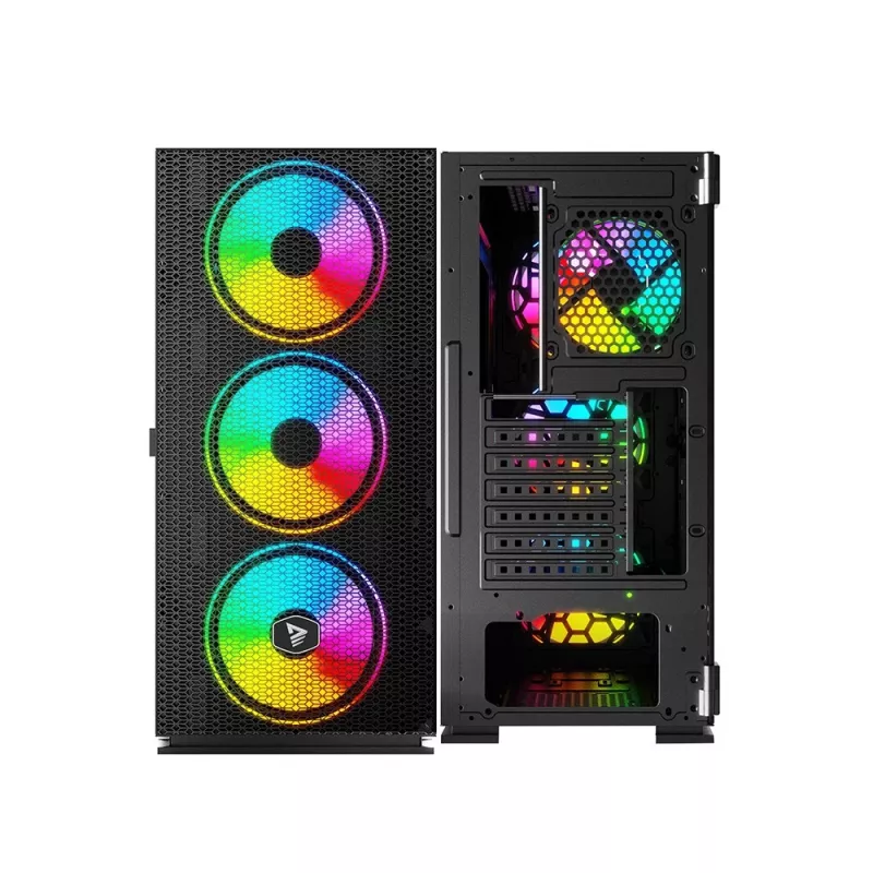 SAVIO kompiuterio korpusas Raptor X1 ARGB stiklo/tinklelio juodas