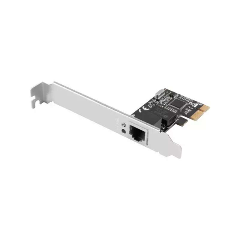Vidinė eterneto tinklo plokštė LANBERG PCE-1GB-201, PCI Express, 1× RJ-45 Gigabit (1000 Mbit/s), juoda