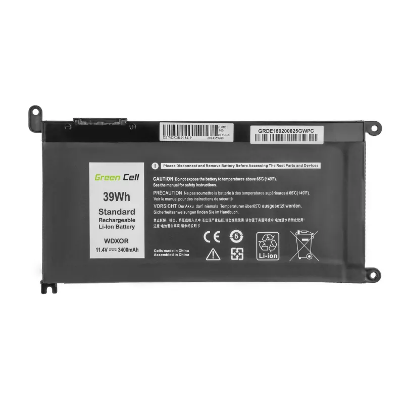 Baterija Green Cell DE150, skirta DELL Inspiron — LiPo 11,4 V 3400 mAh, juoda, 1 vnt.