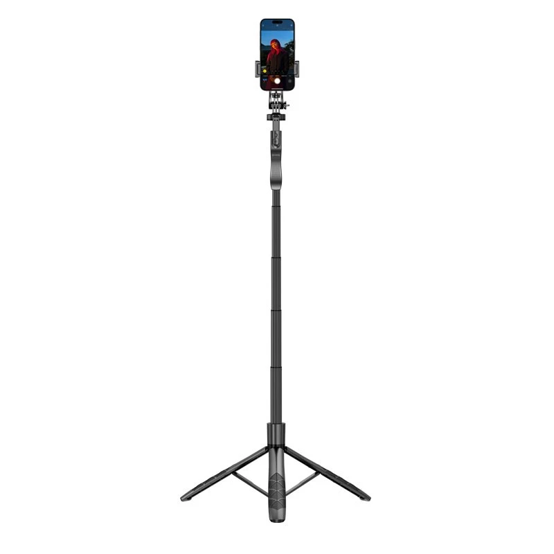 Trikojis selfie lazda Crong CRGSGU1BLK aliuminė Bluetooth su sulankstomomis kojelėmis ir telefono laikikliu
