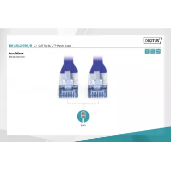 Tinklo kabelis DIGITUS Digitus CAT 5e U/UTP, 5 m, U/UTP, RJ-45 — Mėlynas