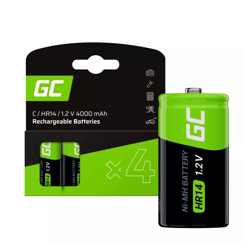 4x Ni-MH Baterija HR14 - Pakartotinai įkraunama - 1,2 V - 4000 mAh