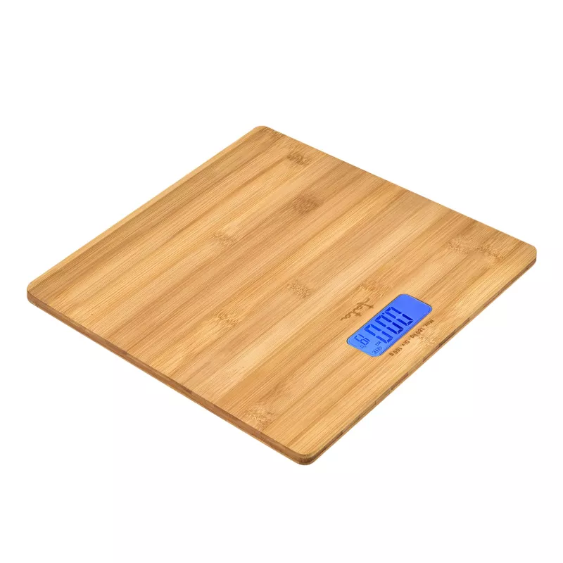 Elektroninės asmeninės svarstyklės Jata HBAS1489 — 180 kg talpa, 100 g tikslumas, 10,2 cm LCD, bambuko platforma