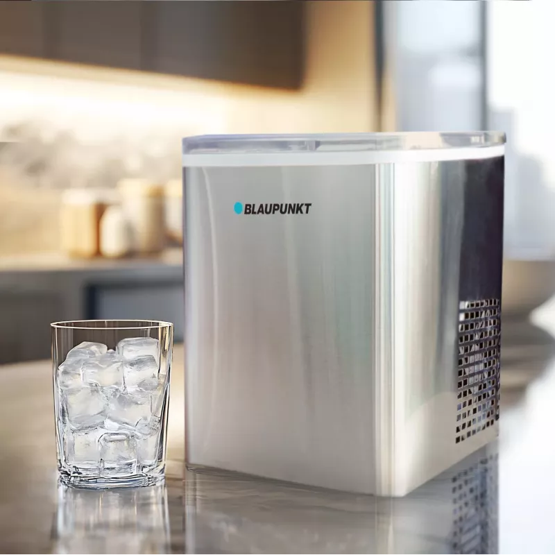 Ledų kubelių gamintojas BLAUPUNKT IMB301 — kompaktiškas ant stalviršio pastatomas ledo aparatas, automatinė ledo gamyba