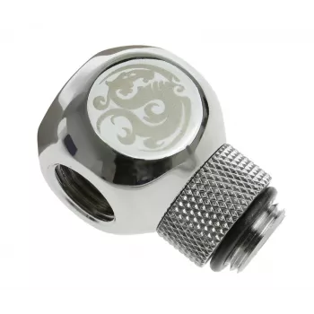 Bitspower Adapter T-Splitter G1/4 col. AG į 2x G1/4 col. IG - pasukamas, TII, blizgi sidabrinė
