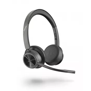 Ausinės HP POLY Voyager 4320 Microsoft Teams sertifikuotos, laidinis ir Bluetooth ryšys, USB-A + BT700 siųstuvas-imtuvas, ausis dengiančios, 1,5 m laidas, 162 g, juodos