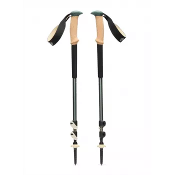 Trekking lazdos Juoda Diamond Trail Cork, reguliuojamos 100–140 cm, aliuminis, kamštinė/EVA rankena, 3 segmentų, žalia/smėlio