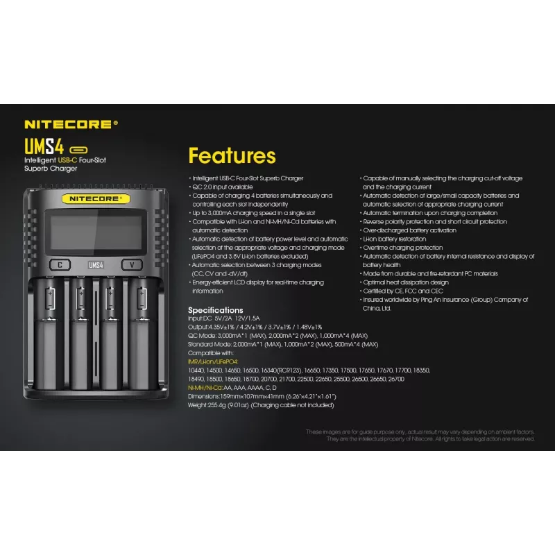 Nitecore UMS4 įkroviklis