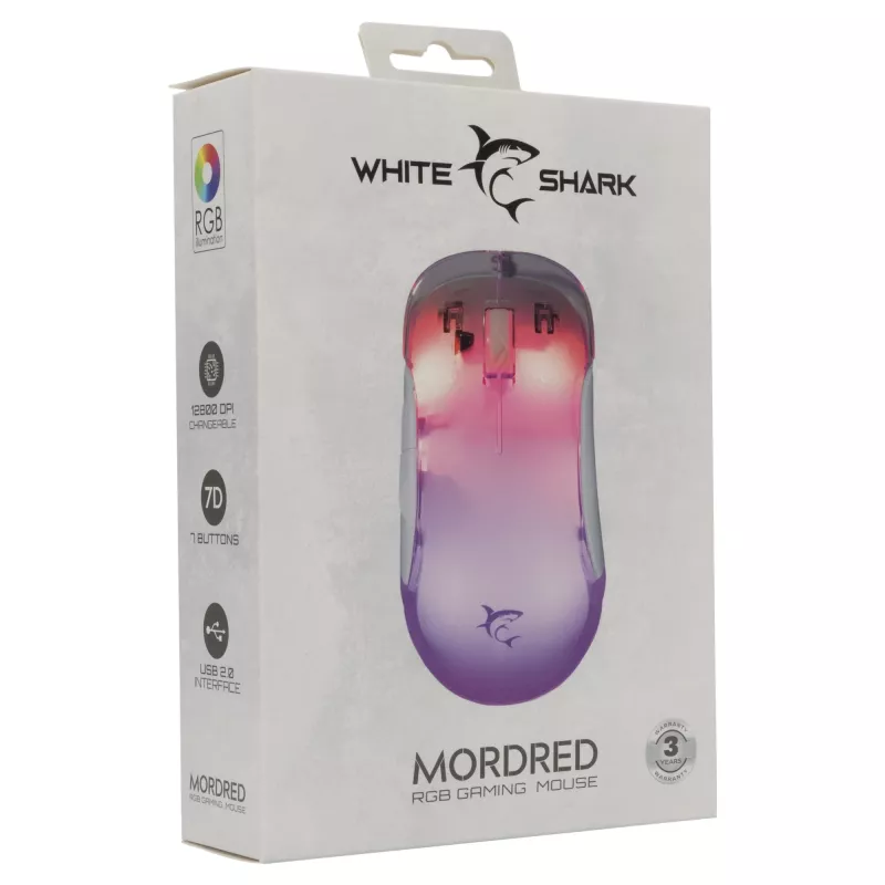 Pelė White Shark GM-5017 Mordred White USB