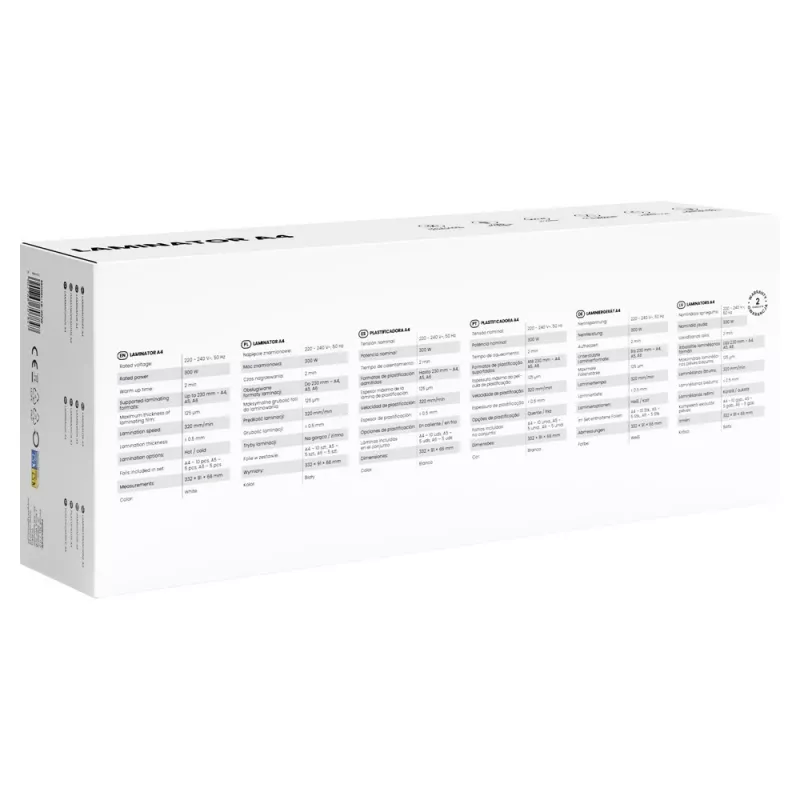 Šalto/karšto laminavimo įrenginys SAVIO LR-01/W — maks. plotis 230 mm, 320 mm/min, 300 W, balta