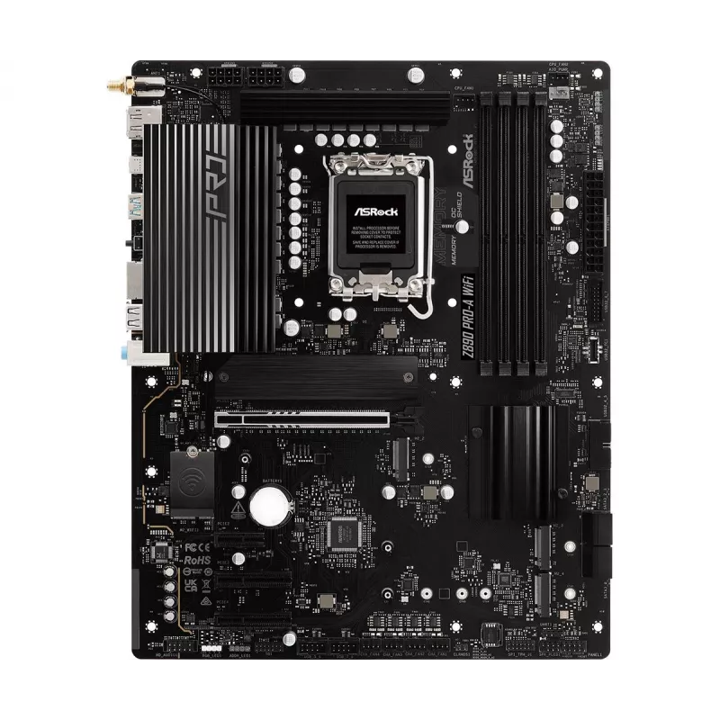 Pagrindinė plokštė ASRock Z890 Pro-A WiFi — Intel Z890, LGA 1851, ATX, DDR5, 4x DIMM, 256GB, Wi‑Fi 6E, 2.5Gb LAN