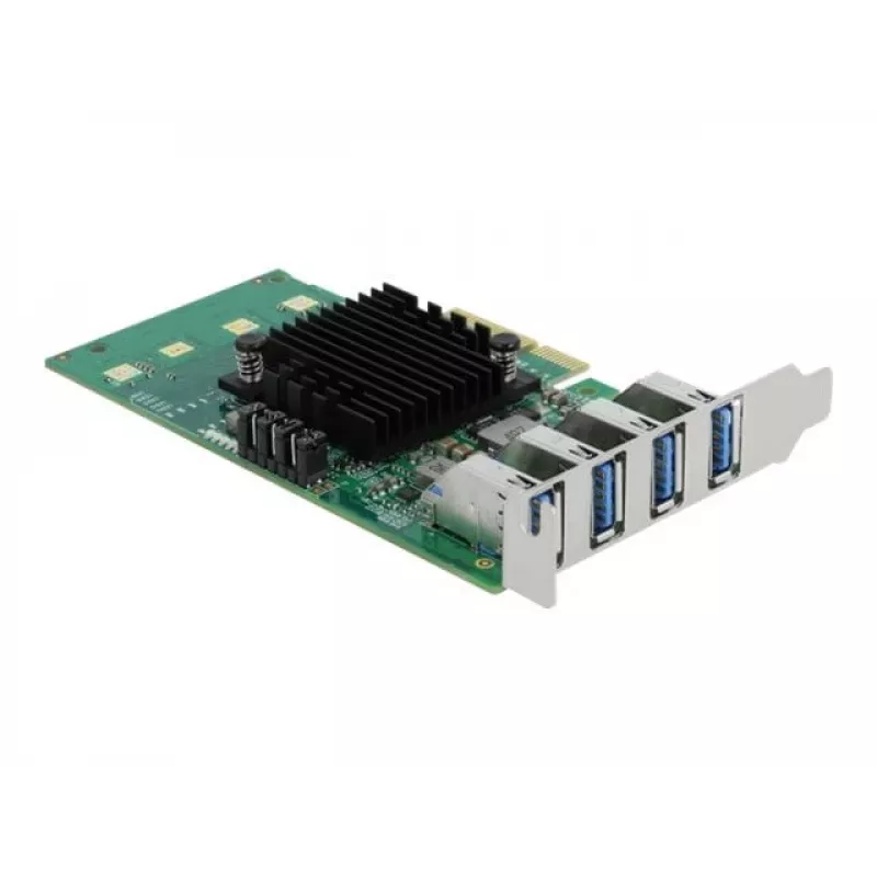 DeLOCK PCI Express x4 kortelė su 4 išoriniais USB 3.0 Quad Channel - žemo profilio forma