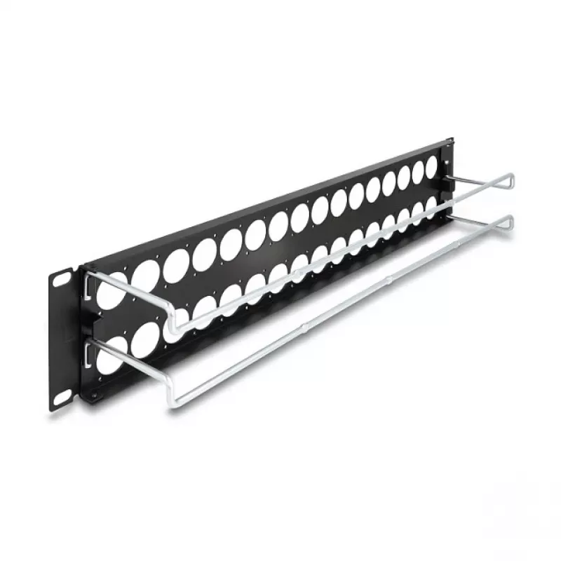 DeLOCK 67057 19 colių D tipo sujungimų skydelis su įtempimo sumažinimu, 32 prievadų, juodas