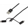 USB laidas ShiverPeaks BS14-50068 1 m USB A USB C/Micro-USB B/Lightning juodas