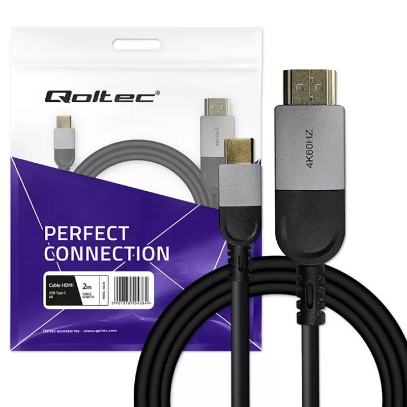 USB-C į HDMI kabelis QOLTEC 50438 — 2 m, 4K 60 Hz