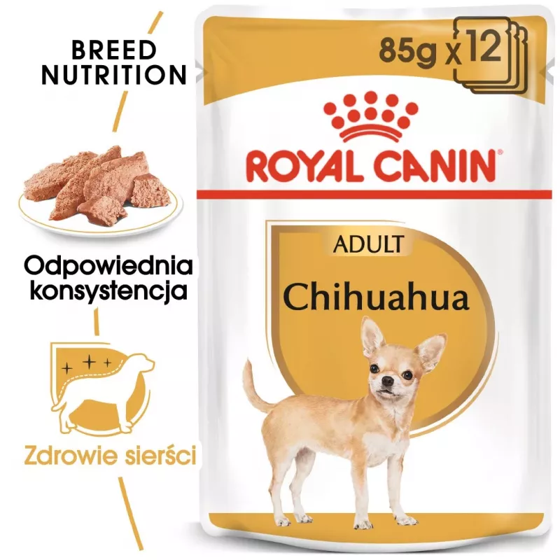 Šlapias šunų maistas Royal Canin Chihuahua Adult pakelis 85 g — paukštiena, suaugusiems čihuahua 1–1,9 kg