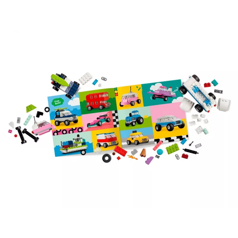 LEGO Classic kūrybinės transporto priemonės – spalvingų automobilių modelių rinkinys su policijos automobilio žaislu ir 11023 klasikine žalia pagrindo plokšte 32x32, skirta pievos statybai