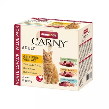ANIMONDA Carny Adult Poultry mix - šlapias kačių maistas - 8x85g