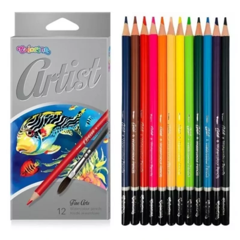 „Colorino Artist“ akvareliniai pieštukai, 12 spalvų ir teptukas