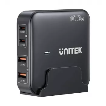 Unitek stalinis įkroviklis P1229ABK01-EU 100W su 2× USB-A ir 2× USB-C