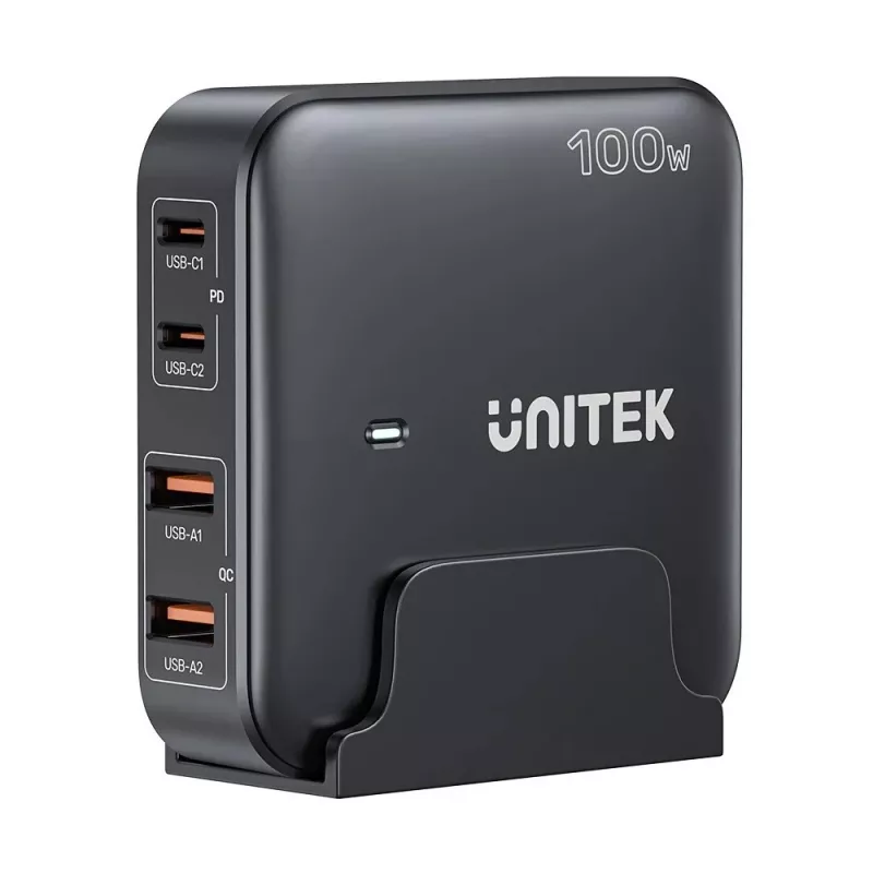 Unitek stalinis įkroviklis P1229ABK01-EU 100W su 2× USB-A ir 2× USB-C