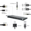 Nešiojamojo kompiuterio dokas Gembird A-CM-COMBO9-02 USB 3.2 Gen 1 Type-C, HDMI, VGA, 3×USB-A, Gigabit Ethernet, 87W PD, Pilka