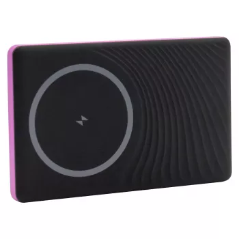 Išorinė baterija RealPower PB-5000 MAG 5000 mAh, belaidis įkrovimas, USB-C, 20 W, rožinė