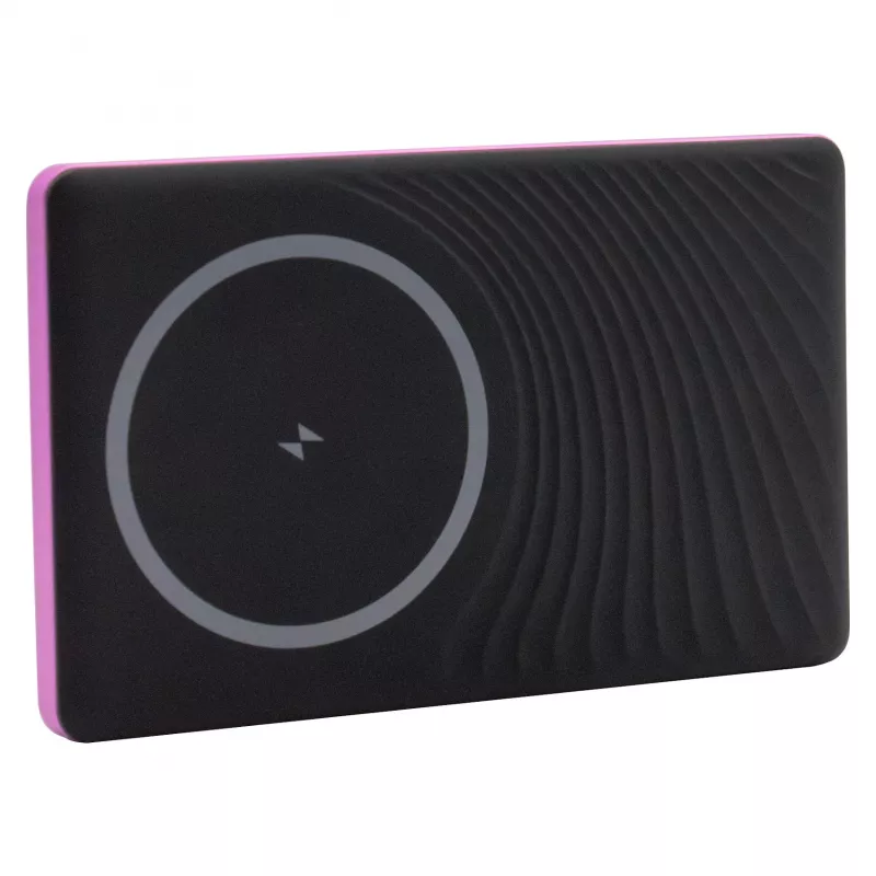 Išorinė baterija RealPower PB-5000 MAG 5000 mAh, belaidis įkrovimas, USB-C, 20 W, rožinė