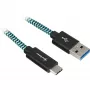USB 3.2 Gen 2 laidas, USB-A kištukas > USB-C kištukas (juoda/šviesiai mėlyna, 1 metras, aptrauktas)