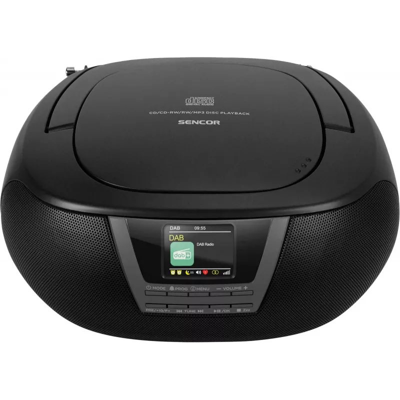 Muzikinė sistema SENCOR SPT6200DB su CD/MP3, USB, Bluetooth 5.3 ir DAB+ imtuvu, 3W RMS, 1,77 colio TFT ekranu